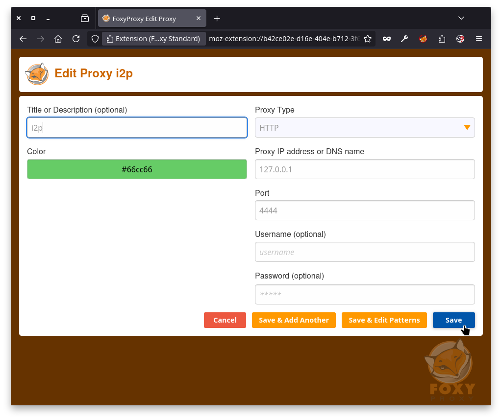foxyproxy settings