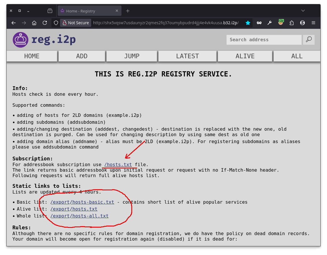 hosts files for download on reg.i2p