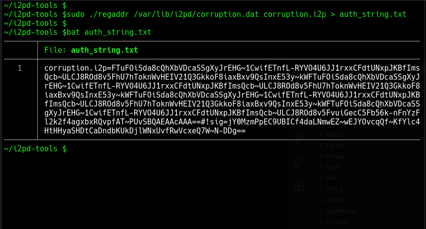 generating regstration string using regaddr