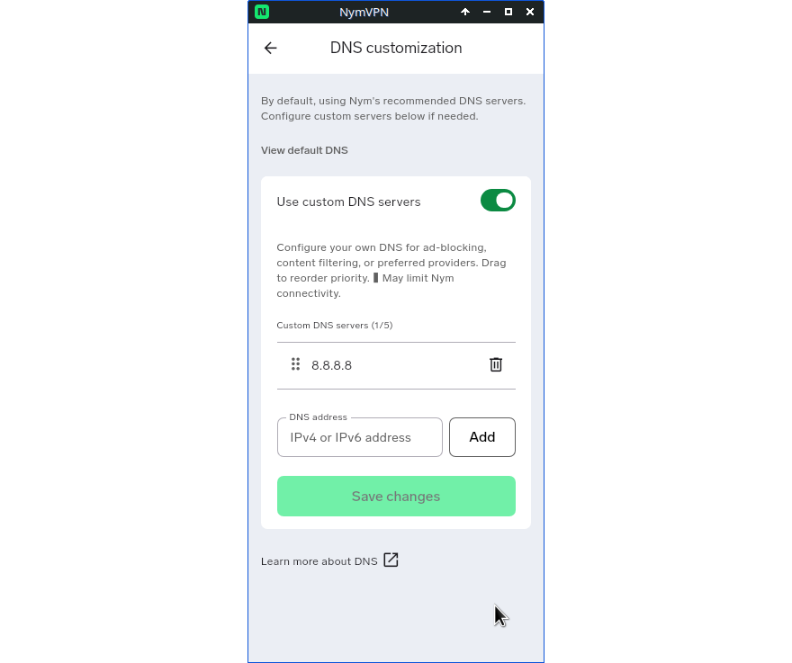 set DNS from GUI